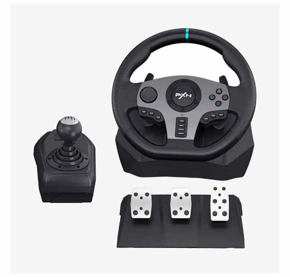 فرمان، دنده و پدال بازی PXN مدل V9 ا PXN V9 Race Steering Wheel With Pedals And Gear Shifter